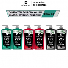Tắm gội Romano 2in1 hương nước hoa 650g tăng 25% dung tích