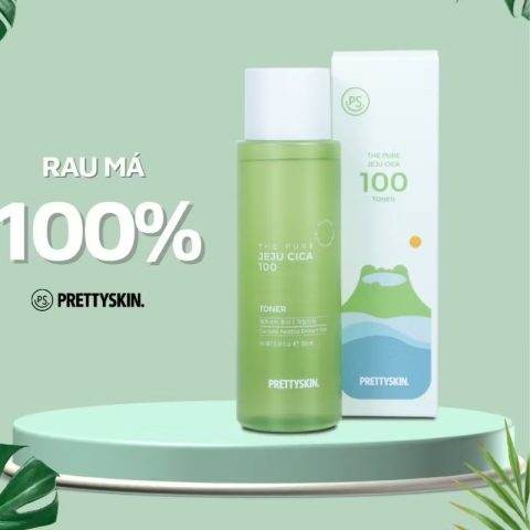 Nước Hoa Hồng Rau Má, Toner Chiết Xuất Rau Má Prettyskin Hàn Quốc The Pure Jeju Cica Toner
