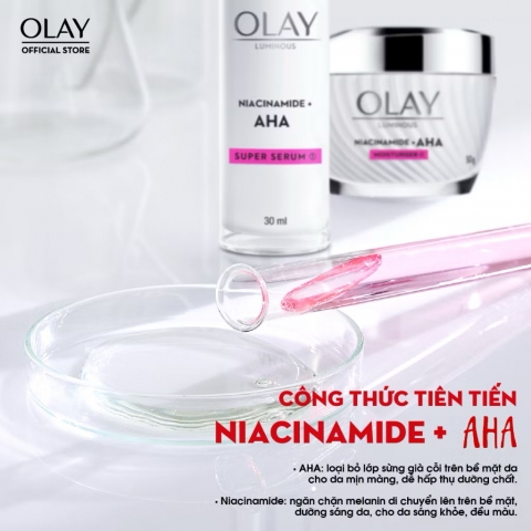 Kem dưỡng Olay Niacinamide + AHA Moisturiser Giảm Mụn Mờ Thâm 50g - Màu Hồng