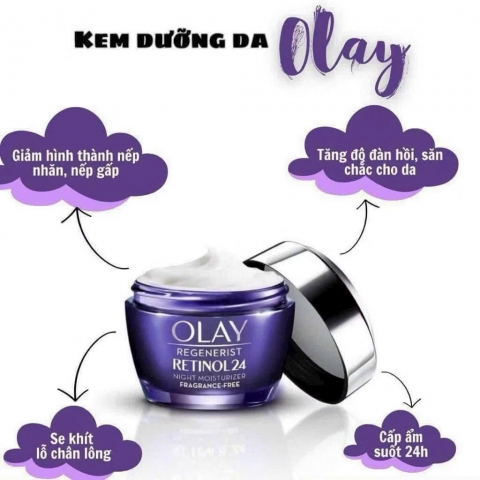 ￼Kem Dưỡng Ban Đêm + Serum Thúc Đẩy Tái Tạo Da, Mờ Nếp Nhăn OLAY REGENERIST Chiết Xuất RETINOL 50G + 30ML