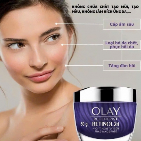 ￼Kem Dưỡng Ban Đêm + Serum Thúc Đẩy Tái Tạo Da, Mờ Nếp Nhăn OLAY REGENERIST Chiết Xuất RETINOL 50G + 30ML